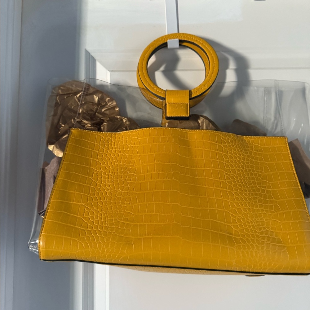 Vince Camuto Yellow Croc-Embossed Tote